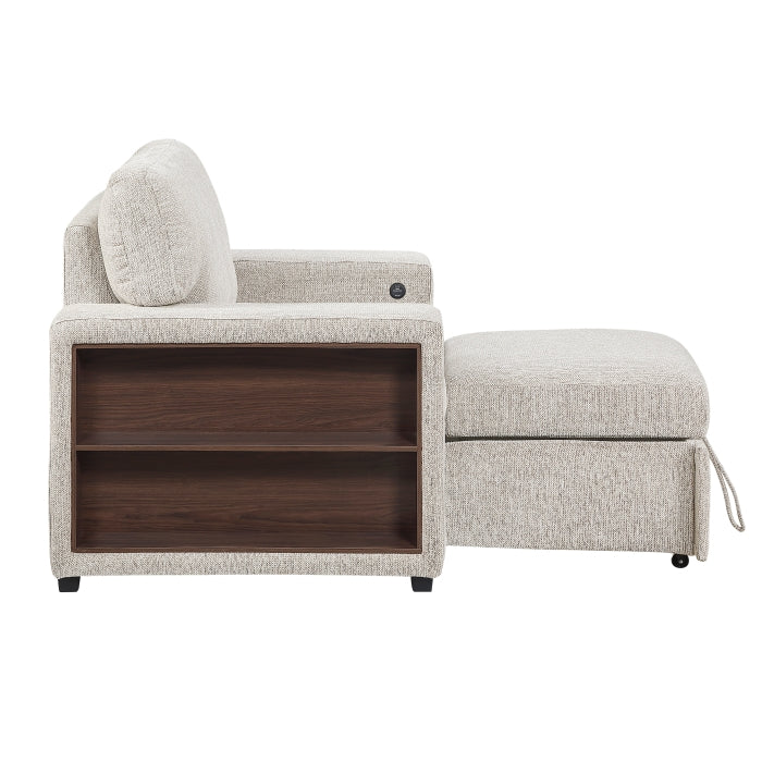 9050TPE-1SL Chair with Pull-out Ottoman, Arms with Shelves and Charging Ports - 9050TPE-1SL