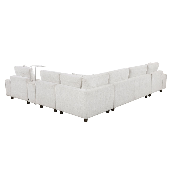 9067TPE*6LC1R 6-Piece Modular Sectional with Left Chaise, Console with Hidden Storage, Wireless Speakers, Wireless Chargers, Swivel Table Top, Reading Lights and Charging Ports - 9067TPE*6LC1R