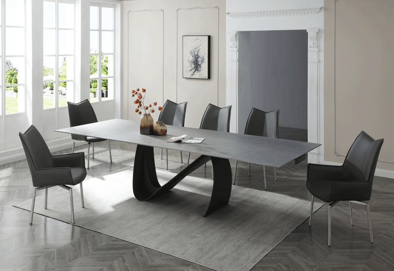 9087 Table Dark grey with 1218 swivel dark grey chair SET - p12870