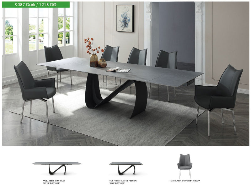 9087 Table Dark grey with 1218 swivel dark grey chair SET - p12870