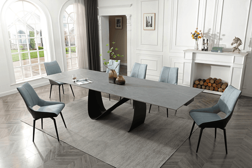9087 Table Dark grey with 1239 swivel blue chairs SET - p12869