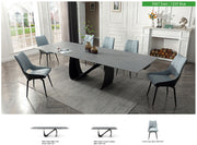 9087 Table Dark grey with 1239 swivel blue chairs SET - p12869