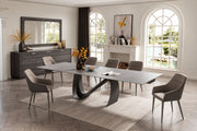 9087 Table Dark Grey With 1254 Chairs And Vulcano Buffet/Mirror Set - p14484