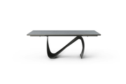 9087 Table Dark Grey With 1254 Chairs And Vulcano Buffet/Mirror Set - p14484