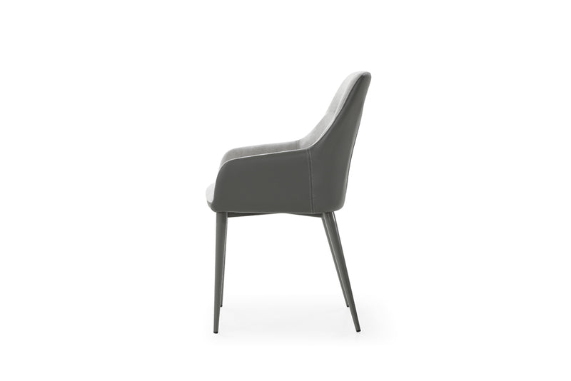 9087 Table Dark Grey With 1254 Chairs And Vulcano Buffet/Mirror Set - p14484