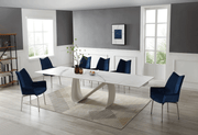 9087 Table White with 1218 swivel blue chair SET - p12872