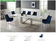 9087 Table White with 1218 swivel blue chair SET - p12872