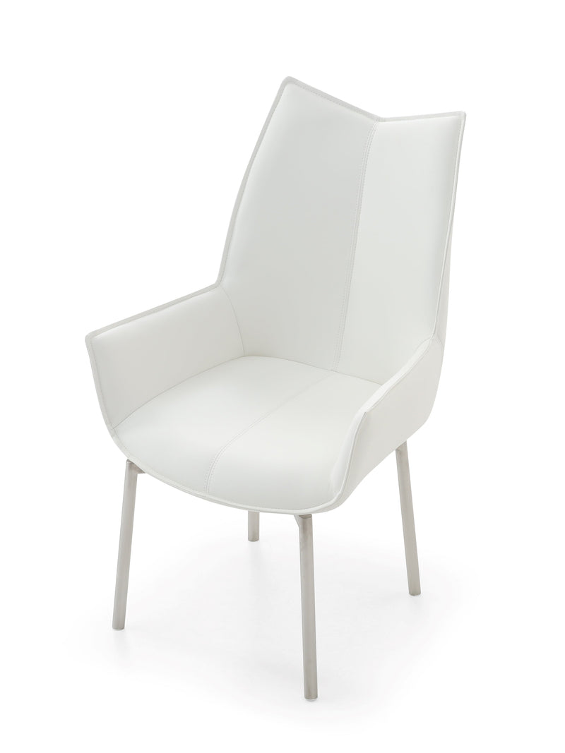 9087 Table White With 1218 Swivel White Chair Set - Gate FurnitureDining Room Set