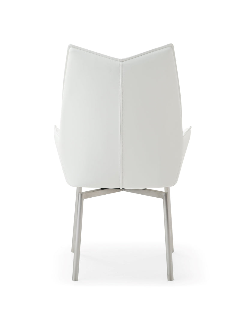 9087 Table White With 1218 Swivel White Chair Set - Gate FurnitureDining Room Set