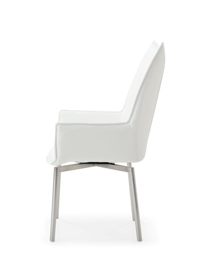 9087 Table White With 1218 Swivel White Chair Set - Gate FurnitureDining Room Set