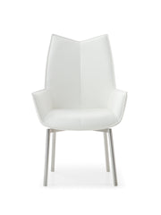 9087 Table White With 1218 Swivel White Chair Set - Gate FurnitureDining Room Set