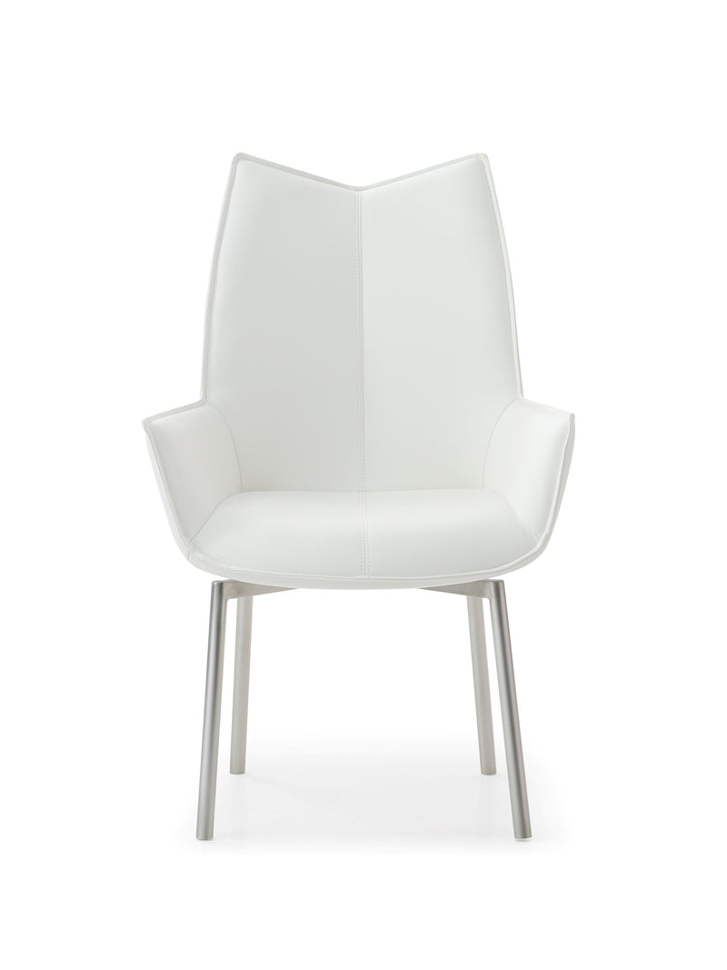 9087 Table White with 1218 swivel white chair SET - p12873