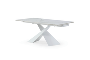 9113 Dining Table with 1218 swivel White Chairs SET - p11818