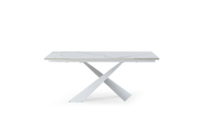 9113 Dining Table with 1218 swivel White Chairs SET - p11818
