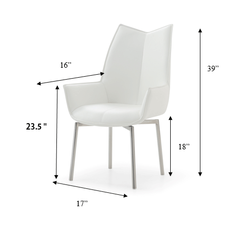 9113 Dining Table with 1218 swivel White Chairs SET - p11818
