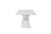 9113 Dining Table with 1218 swivel White Chairs SET - p11818