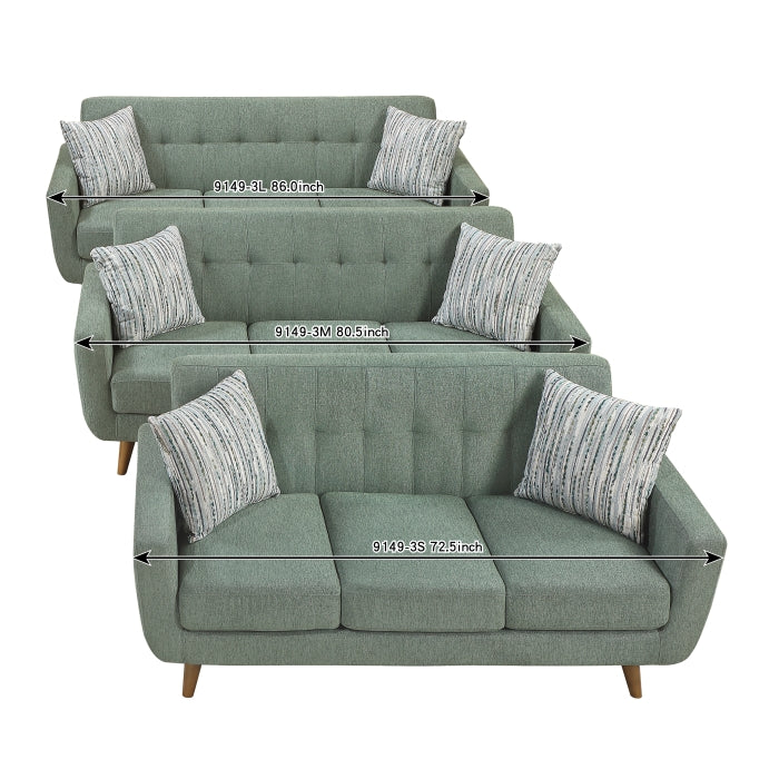 9149GRN-3L 86" Sofa - 9149GRN-3L