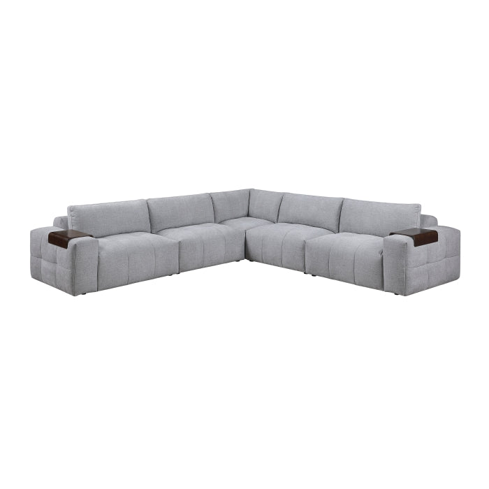 9155GY*51L1R (5)5-Piece Modular Sectional - 9155GY*51L1R