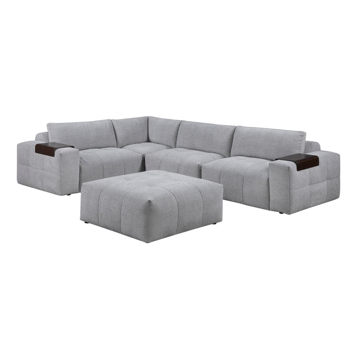 9155GY*51L1ROT (5)5-Piece Modular Sectional with Ottoman - 9155GY*51L1ROT
