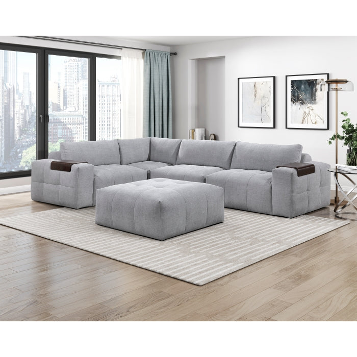 9155GY*51L1ROT (5)5-Piece Modular Sectional with Ottoman - 9155GY*51L1ROT