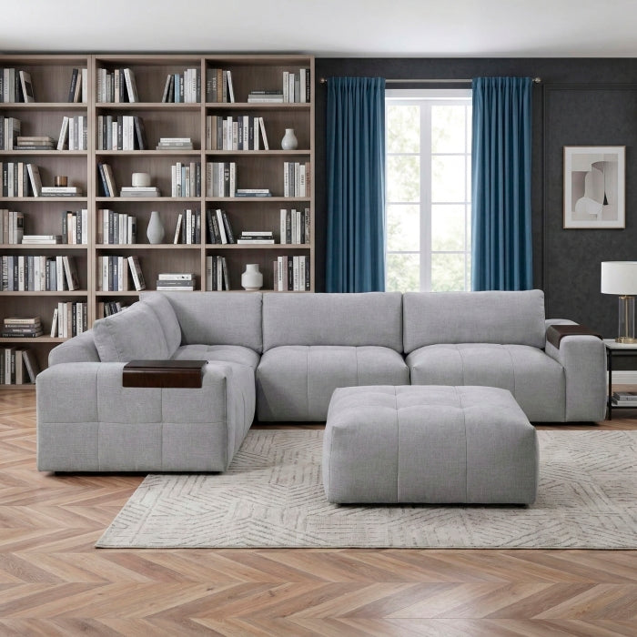 9155GY*51L1ROT (5)5-Piece Modular Sectional with Ottoman - 9155GY*51L1ROT
