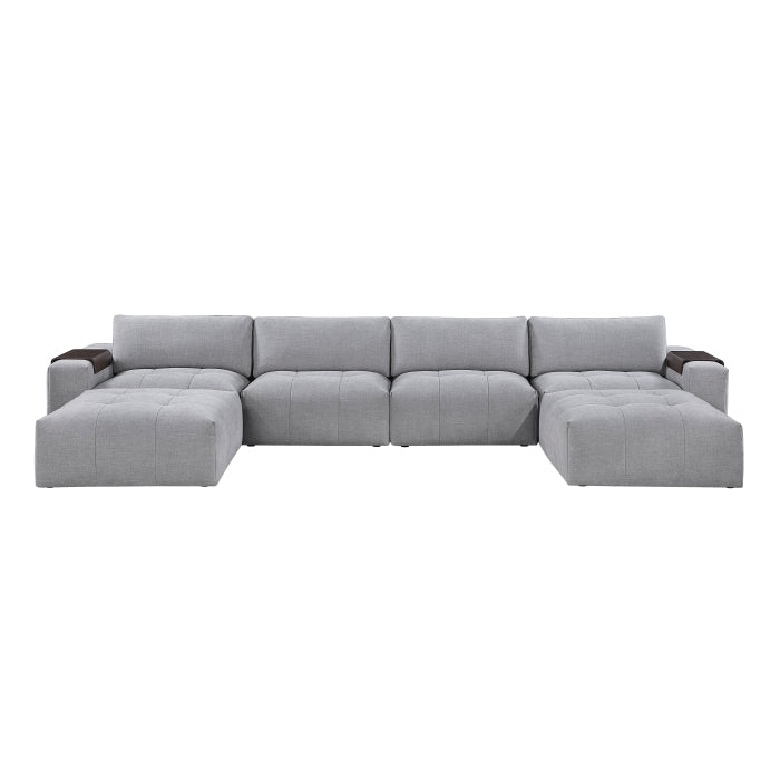 9155GY*61L1R2OT (6)6-Piece Modular Sectional with Two Ottomans - 9155GY*61L1R2OT
