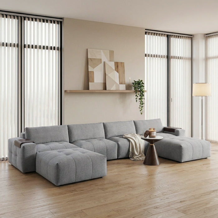 9155GY*61L1R2OT (6)6-Piece Modular Sectional with Two Ottomans - 9155GY*61L1R2OT