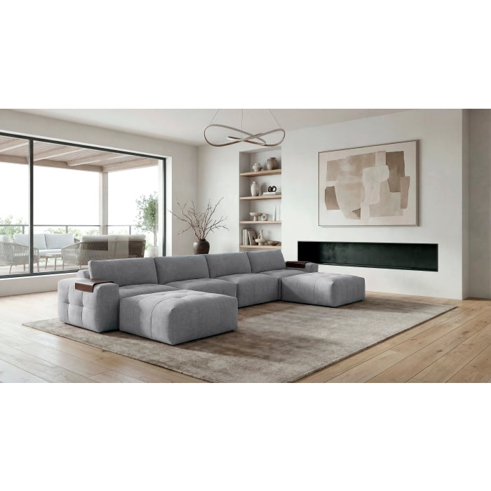 9155GY*61L1R2OT (6)6-Piece Modular Sectional with Two Ottomans - 9155GY*61L1R2OT