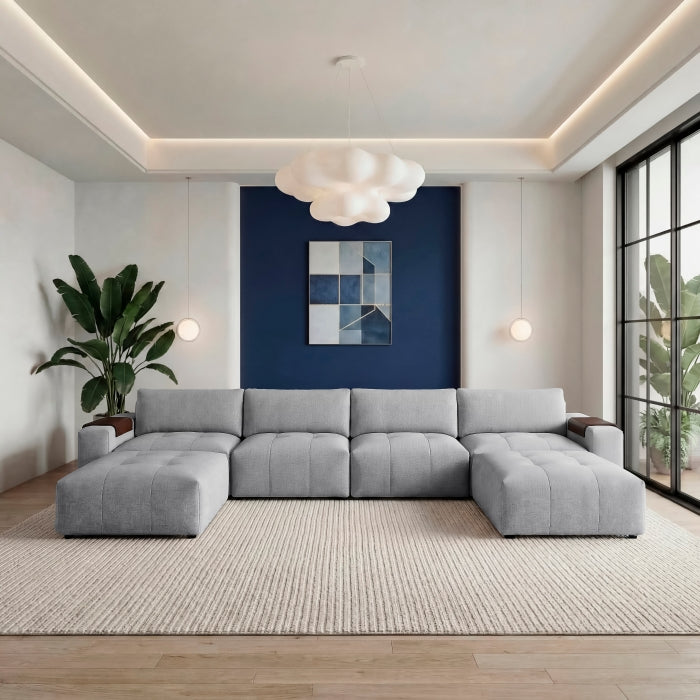 9155GY*61L1R2OT (6)6-Piece Modular Sectional with Two Ottomans - 9155GY*61L1R2OT