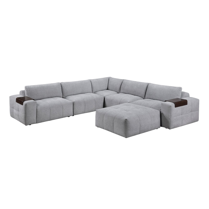 9155GY*61L1ROT (6)6-Piece Modular Sectional with Ottoman - 9155GY*61L1ROT