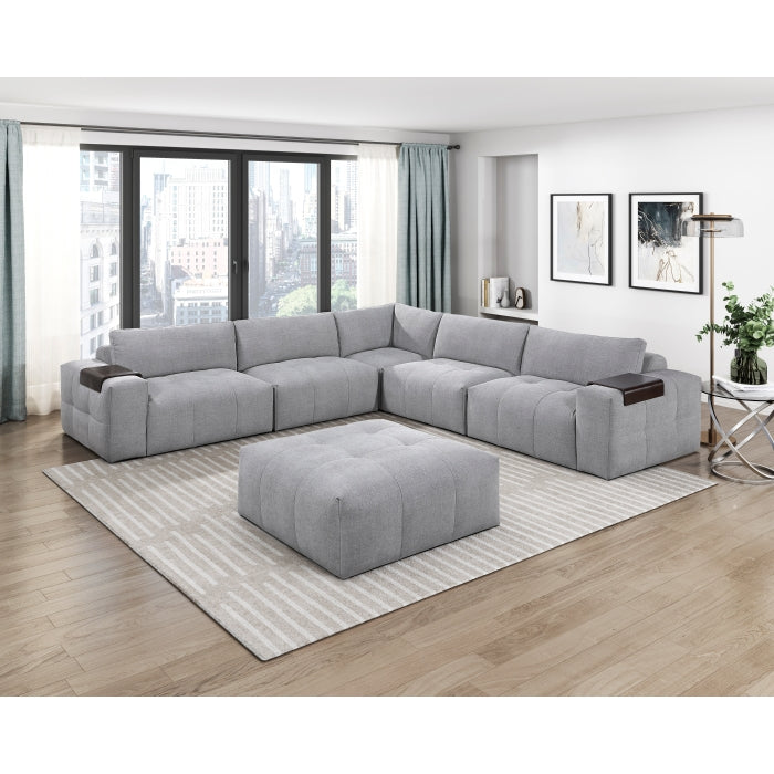 9155GY*61L1ROT (6)6-Piece Modular Sectional with Ottoman - 9155GY*61L1ROT