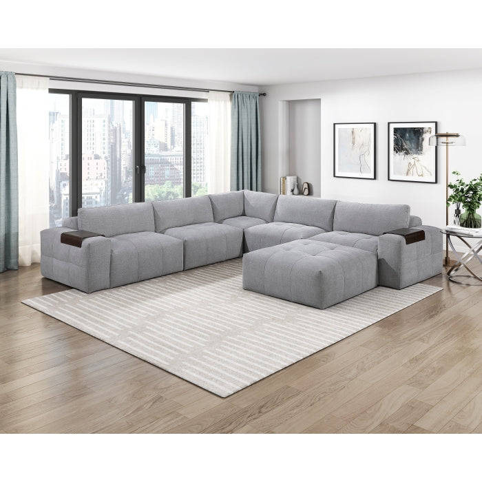 9155GY*61L1ROT (6)6-Piece Modular Sectional with Ottoman - 9155GY*61L1ROT
