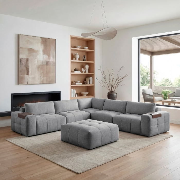 9155GY*61L1ROT (6)6-Piece Modular Sectional with Ottoman - 9155GY*61L1ROT