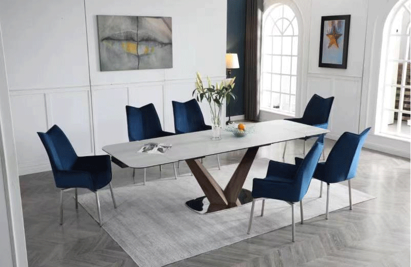 9188 Table with 1218 swivel blue chairs SET - p12718