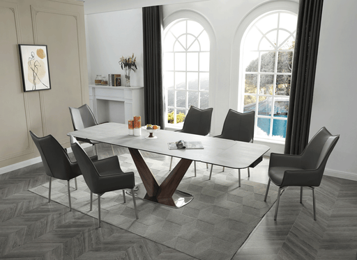 9188 Table with 1218 Swivel dark grey chairs SET - p12719