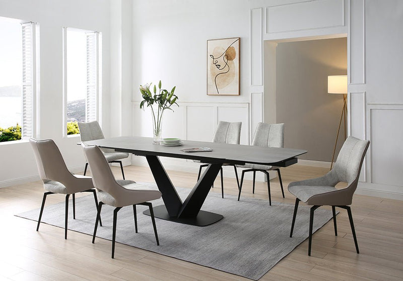9189 Table With 1239 Swivel Beige Chairs Set - Gate FurnitureDining Room Set