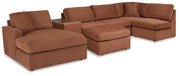 Modmax 6-Piece LAF Chaise Sectional with Ottoman and Storage Console in Spice from Ashley - Luna Furniture
