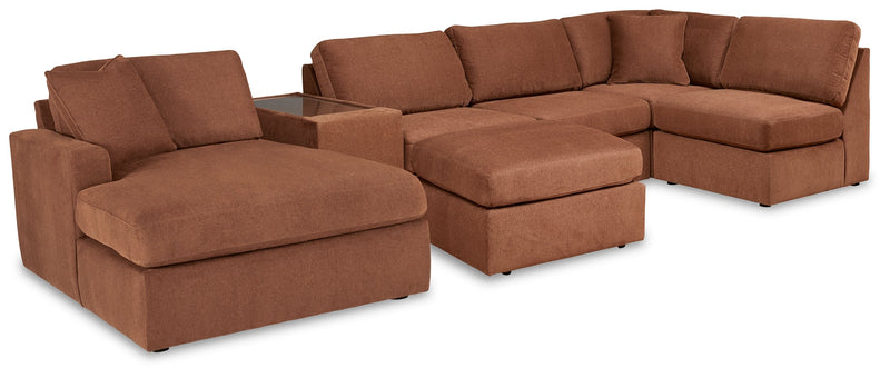 Modmax 6-Piece LAF Chaise Sectional with Ottoman and Storage Console in Spice from Ashley - Luna Furniture