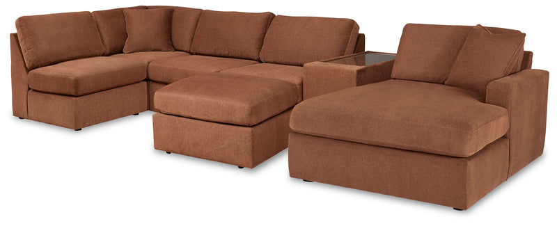 Modmax 6-Piece RAF Chaise Sectional with Ottoman and Storage Console in Spice from Ashley - Luna Furniture
