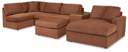 Modmax 6-Piece RAF Chaise Sectional with Ottoman and Storage Console in Spice from Ashley - Luna Furniture