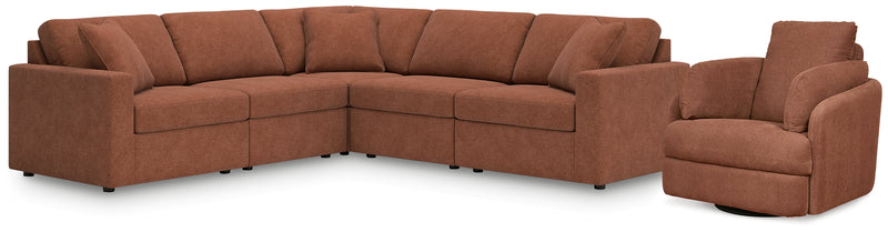 Modmax 5-Piece Sectional with Swivel Glider Recliner in Spice from Ashley - Luna Furniture