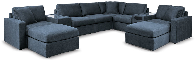 Modmax 8-Piece Sectional with Console with Storage and 2 Ottomans in Ink from Ashley - Luna Furniture