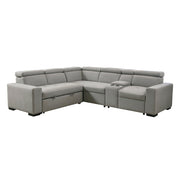 9219GY*SC (3)3-Piece Sectional with Adjustable Headrests, Pull-out Bed and Console - 9219GY*SC
