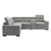9219GY*SC (3)3-Piece Sectional with Adjustable Headrests, Pull-out Bed and Console - 9219GY*SC