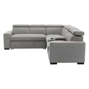 9219GY*SC (3)3-Piece Sectional with Adjustable Headrests, Pull-out Bed and Console - 9219GY*SC