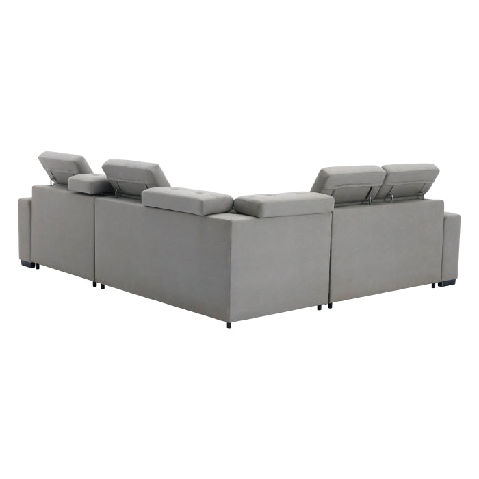 9219GY*SC (3)3-Piece Sectional with Adjustable Headrests, Pull-out Bed and Console - 9219GY*SC