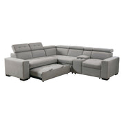 9219GY*SC (3)3-Piece Sectional with Adjustable Headrests, Pull-out Bed and Console - 9219GY*SC
