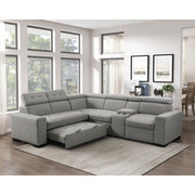 9219GY*SC (3)3-Piece Sectional with Adjustable Headrests, Pull-out Bed and Console - 9219GY*SC