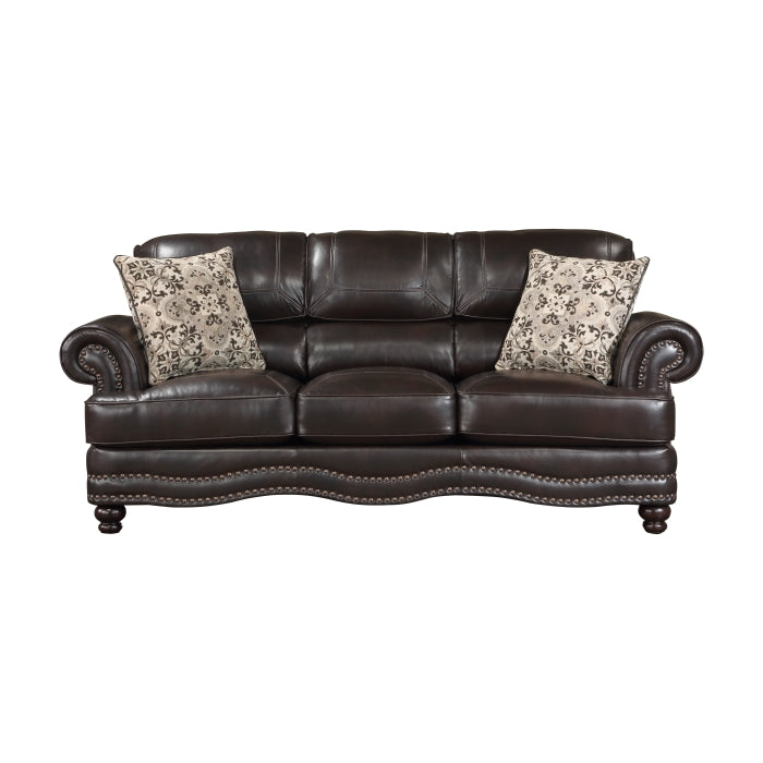 9268BRW*2 2pc Set: Sofa, Love - 9268BRW*2