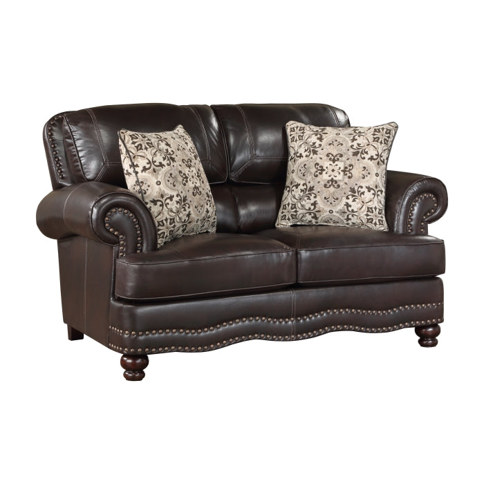 9268BRW*2 2pc Set: Sofa, Love - 9268BRW*2